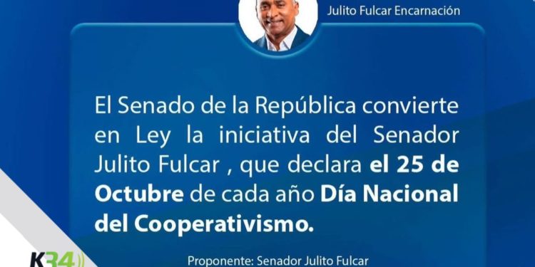 Senado convierte en ley iniciativa que declara el 25 de octubre Día Nacional del Cooperativismo